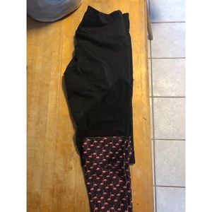 Black with mesh and pink flamingo leggings